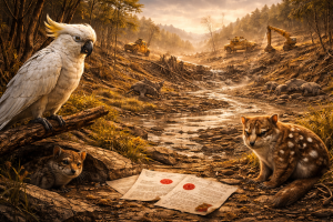 Cap Merah di Atas Akar